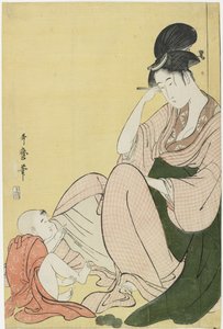 Woman and a Child Pointing, 1794-1795 by Kitagawa Utamaro